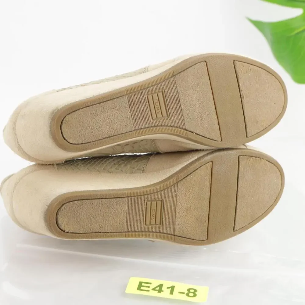 Toms Womens Desert Boots Size 9.5 Warm White‎ Suede Python Wedge Lace Up Booties